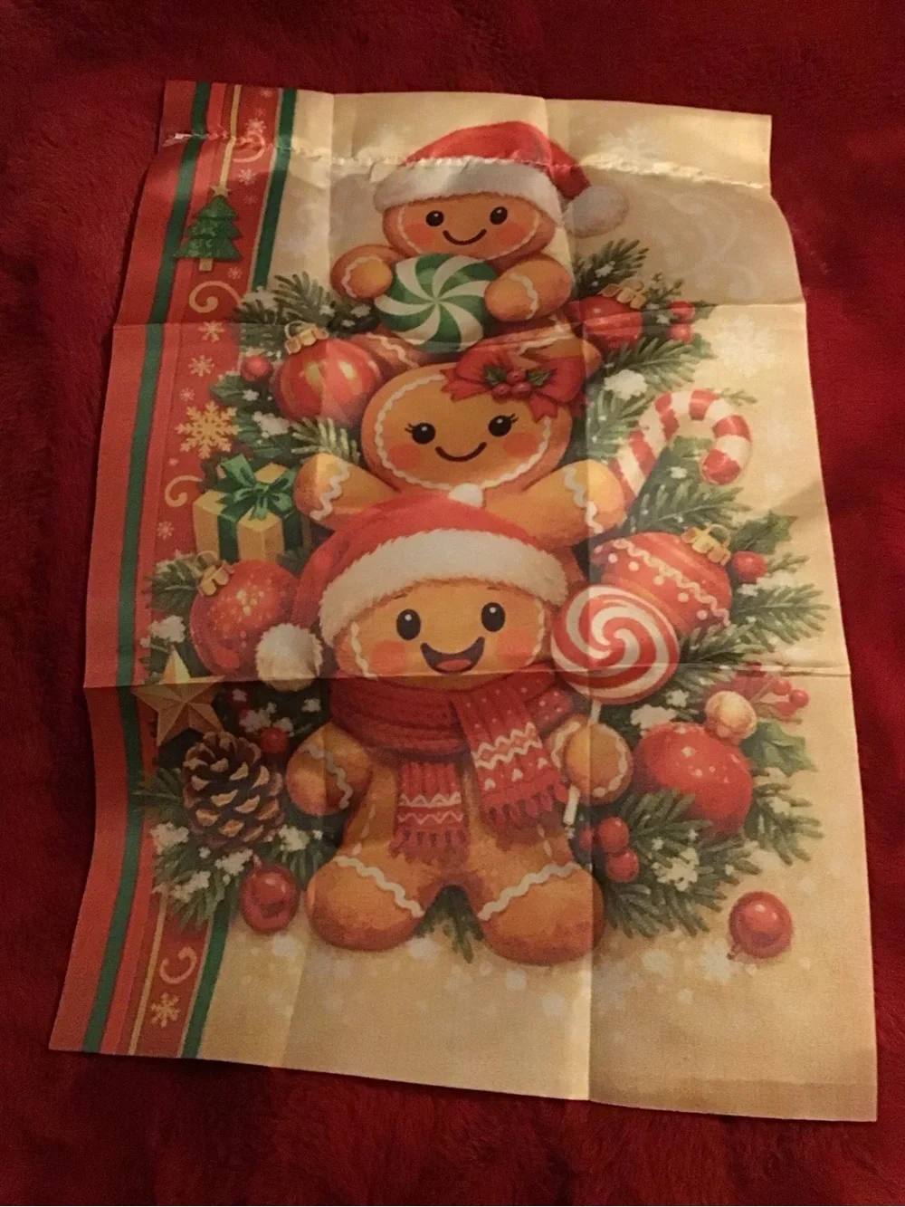 Festive gingerbread man mini garden flag